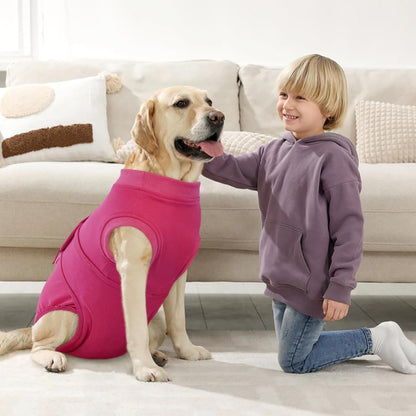 Kuoser elastic cotton dog onesie side profile view on a small bulldog