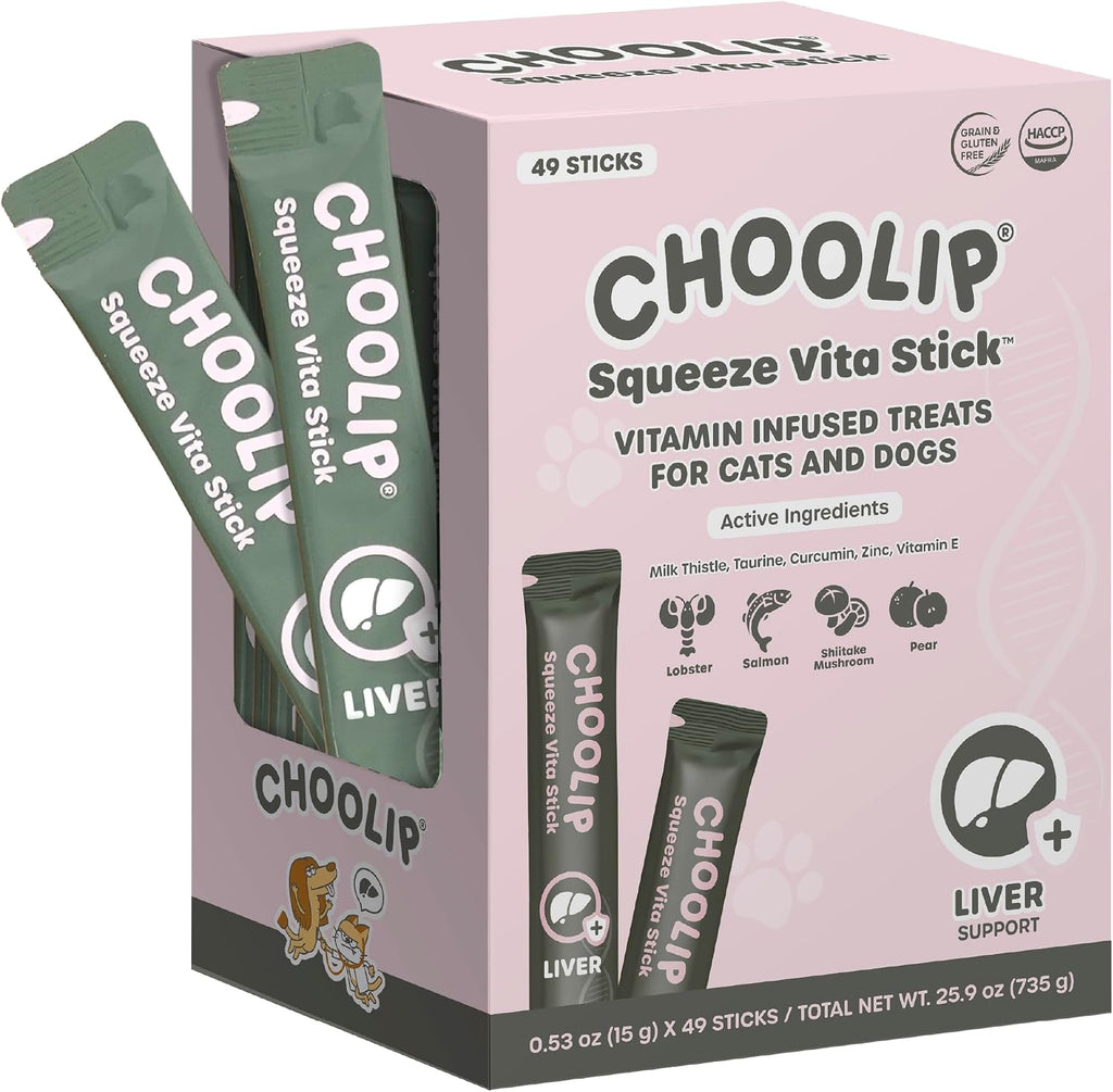 Choolip Squeeze Vita Stick Lickable Cat and Dog Treats, 49-Count Kidney Support Variety Pack, Tuna and Pollack with Pumpkin, Blueberry and Omega-3 - Image 11