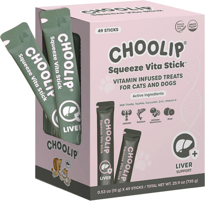 Choolip Squeeze Vita Stick Lickable Cat and Dog Treats, 49-Count Kidney Support Variety Pack, Tuna and Pollack with Pumpkin, Blueberry and Omega-3 - Image 11