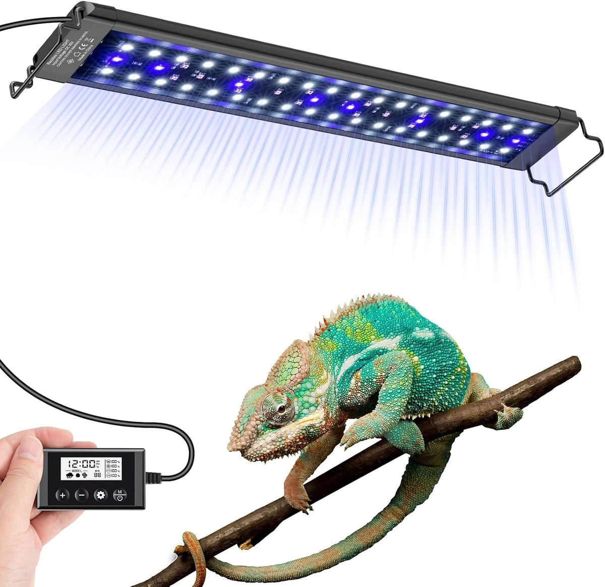 EnchOrch 18-Inch LED UVA UVB Reptile Light front view full spectrum terrarium lamp