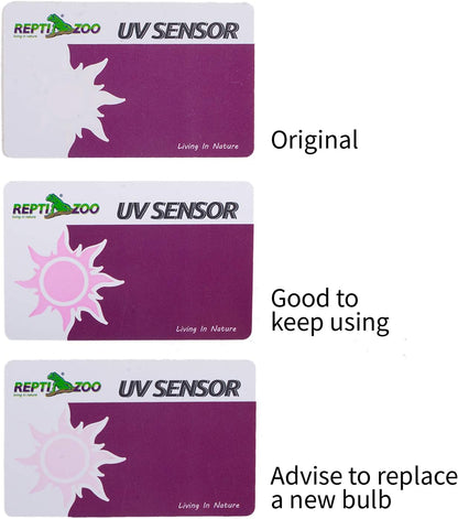REPTI ZOO UV sensor cards measuring ultraviolet rays within five centimeters of bulb