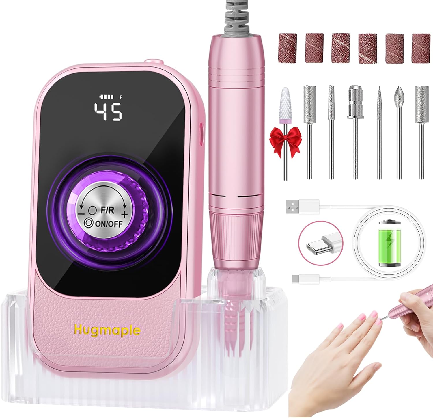 Hugmaple 45000 RPM professional electric nail drill machine front view