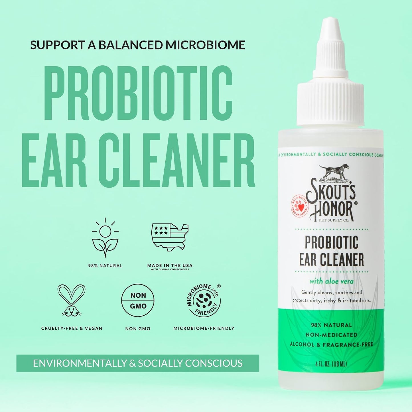 Skout's Honor non-medicated ear cleaner for dogs with aloe vera