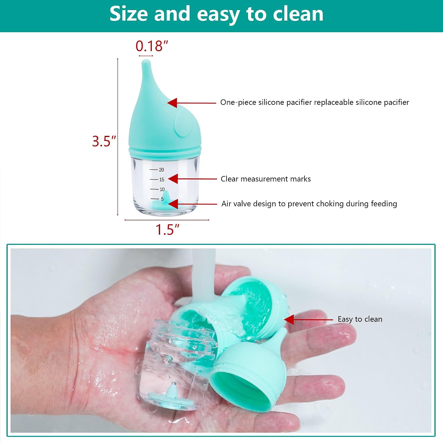 Soft silicone nipple detail on the YeulYuuri newborn animal nursing bottle.
