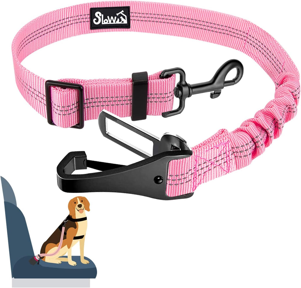 SlowTon Dog Seat Belt for Car, Adjustable 3 in 1 Dog Seatbelt with Elastic Bungee Buffer, Nylon Heavy Duty Dog Car Harness Reflective Safety Tether Leash with Latch Hook Clip Pink - Image 12
