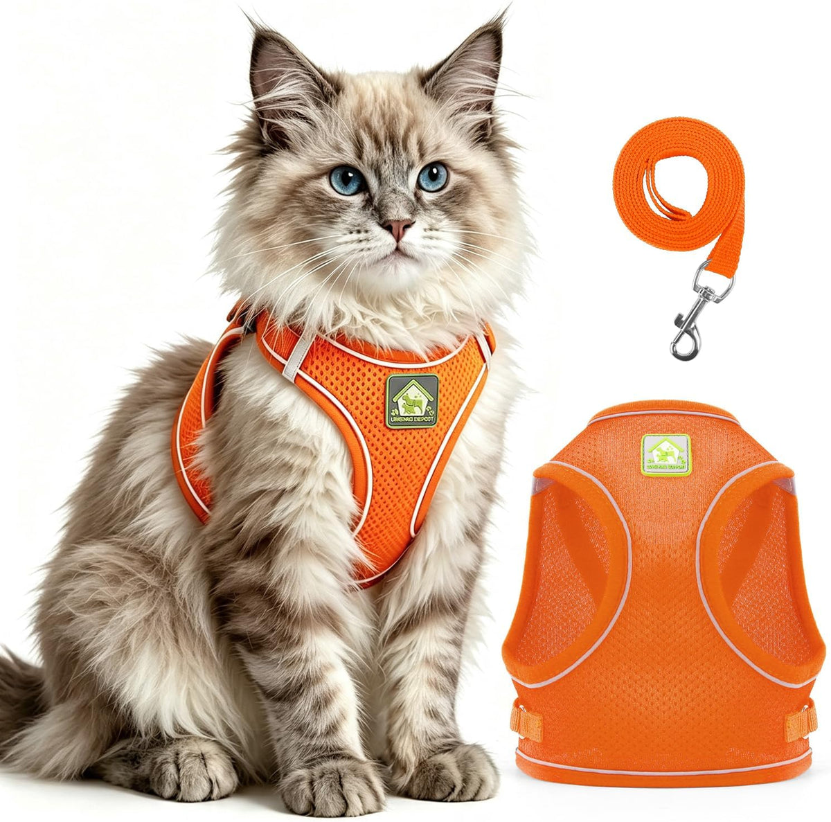 Cat Harness and Leash, Cat Harness and Leash Escape Proof (Orange-M) - Image 1