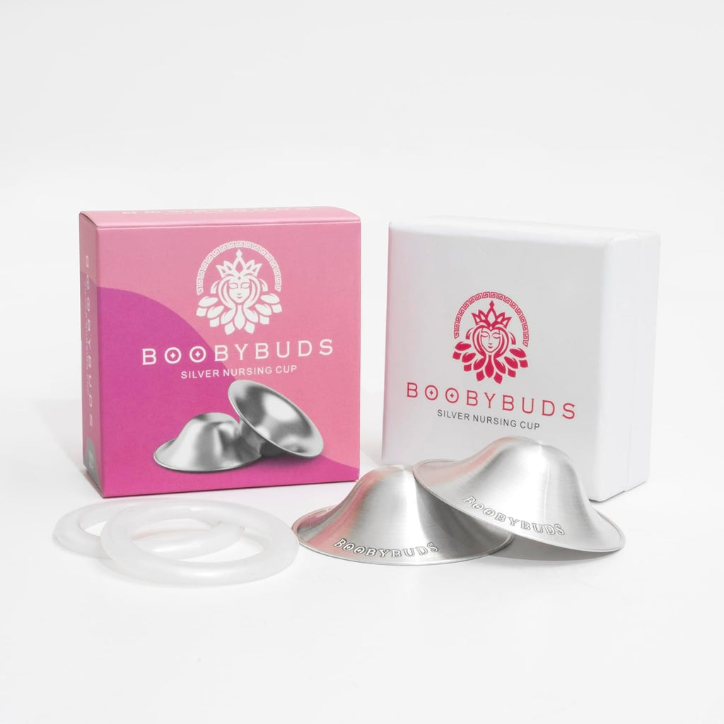 BoobyBuds The Original Silver Nursing Cups front view