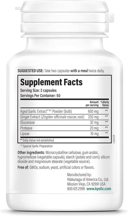 Wakunaga Kyolic Candida Cleanse supplement facts label and ingredient details