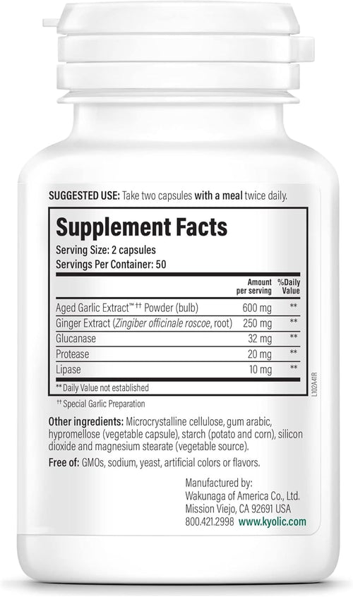 Wakunaga Kyolic Candida Cleanse supplement facts label and ingredient details