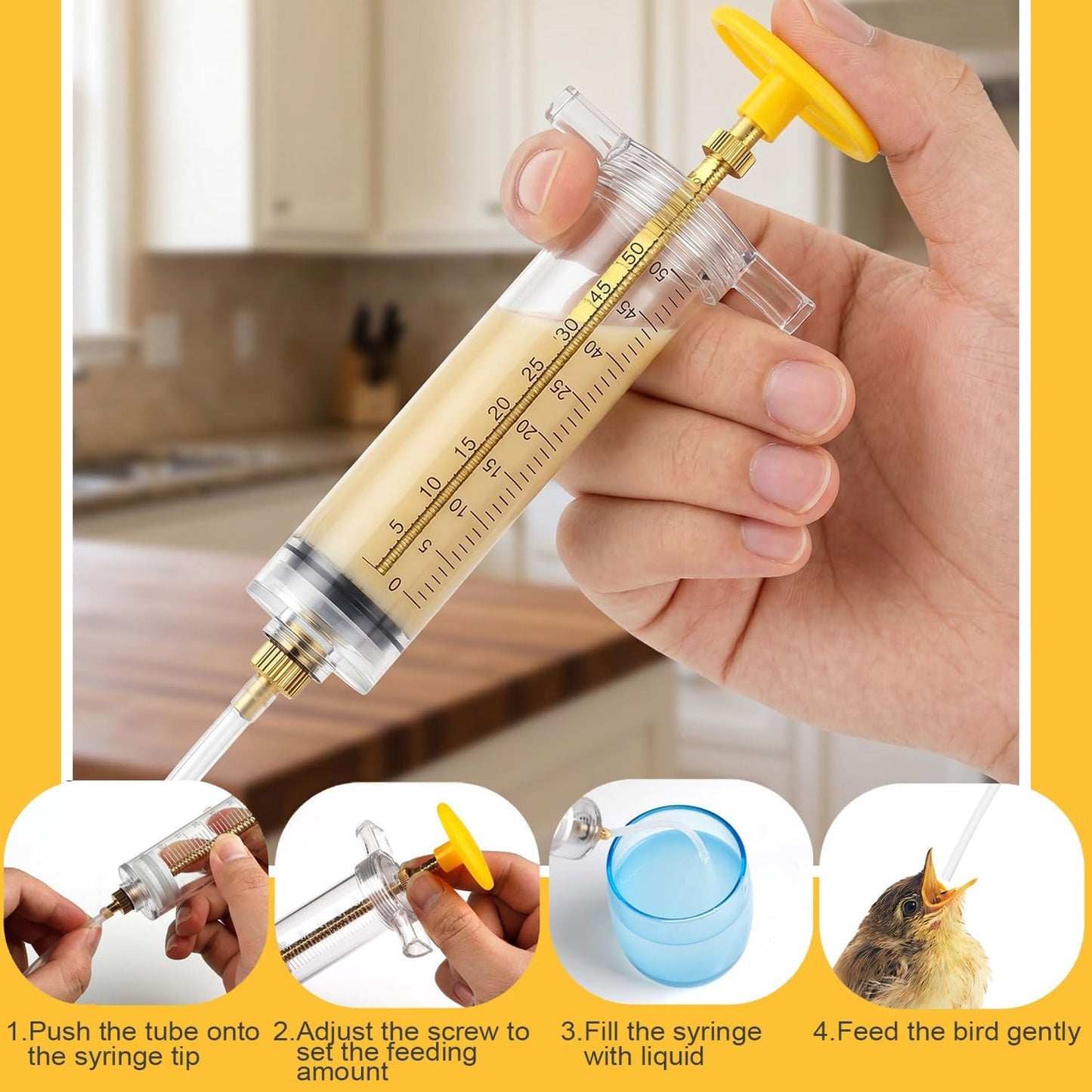 Hand feeding tool kit for cockatiels and parakeets