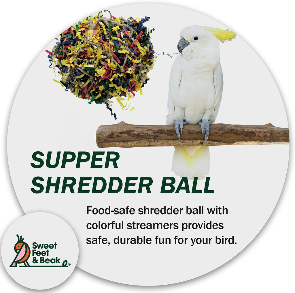 Sweet Feet and Beak Shredder Ball, Small, 3" Bird Shredding & Foraging Toy - Image 7