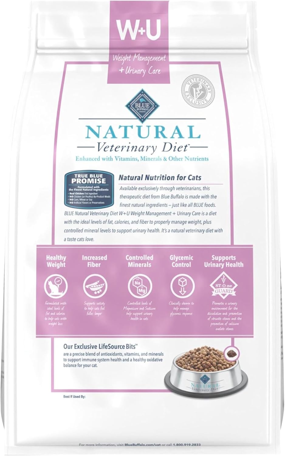 Blue Buffalo weight management and urinary care cat food packaging back details