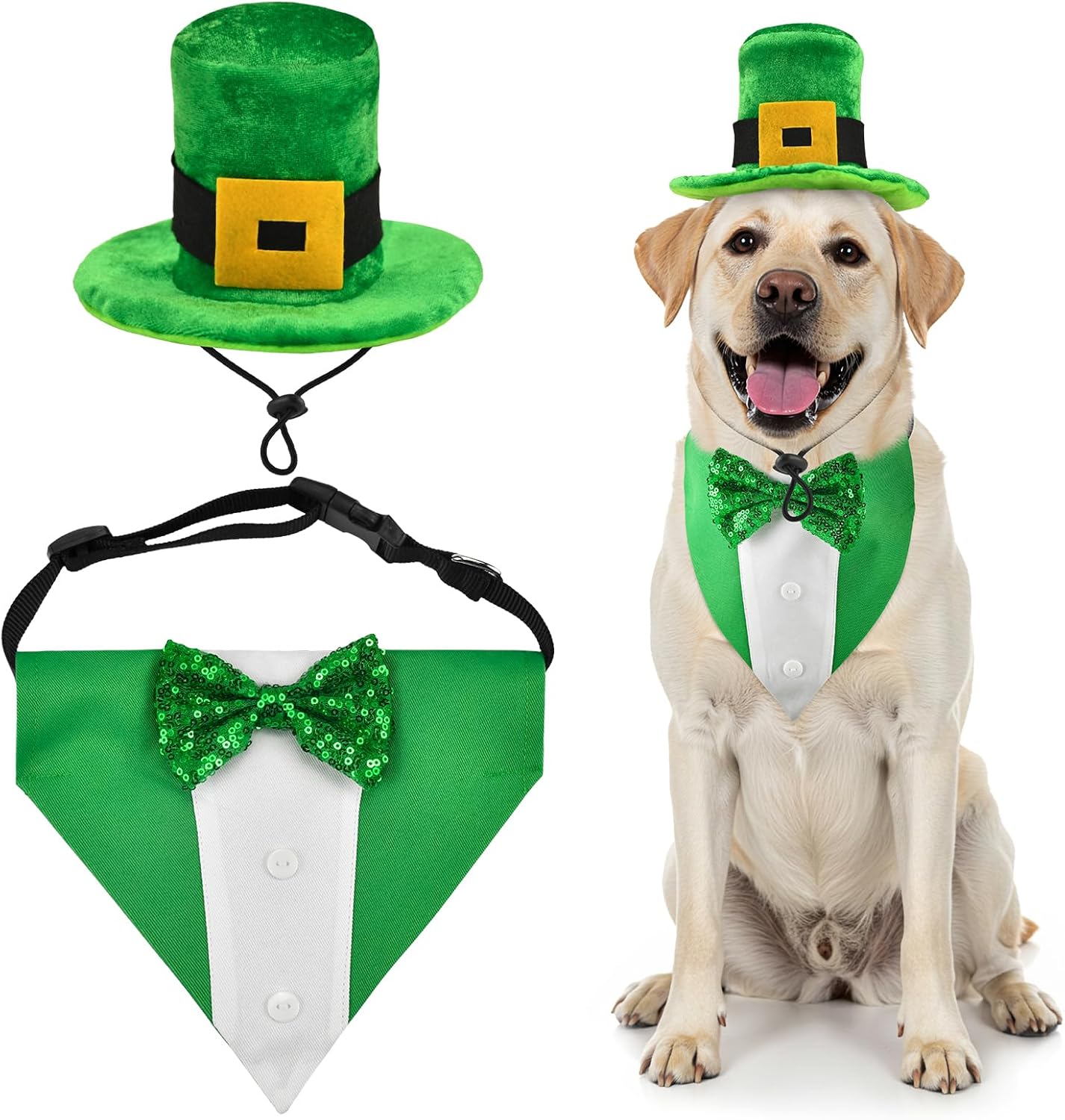 Independence Day Dog Tuxedo with Blue Bowtie Pet Uncle Sam Hat 4th of July Dog Costume Patriotic Themed Outfits for Cats Puppies Dogs L - Image 10