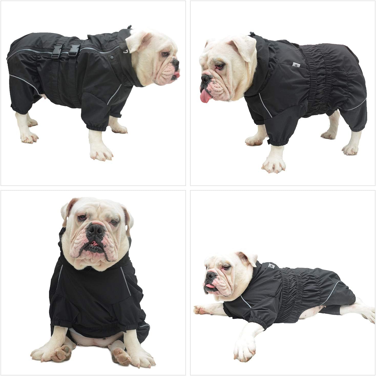 Lovelonglong Waterproof Dog Raincoat - 4-Leg Full Body Dog Rain Suit with Reflective Strips & Leash Opening, Outdoor Dog Jacket for Rainy Weather - Image 12