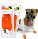 Pawz rubber dog boots for small paws orange front view