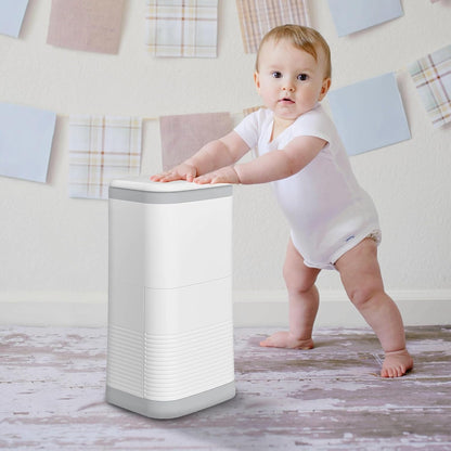 Kgar odor locking diaper pail front view in white