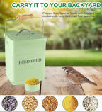 Brabtod outdoor bird food storage container placed on a patio