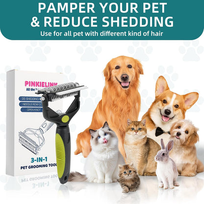 Side profile of Pinkielink green pet grooming tool