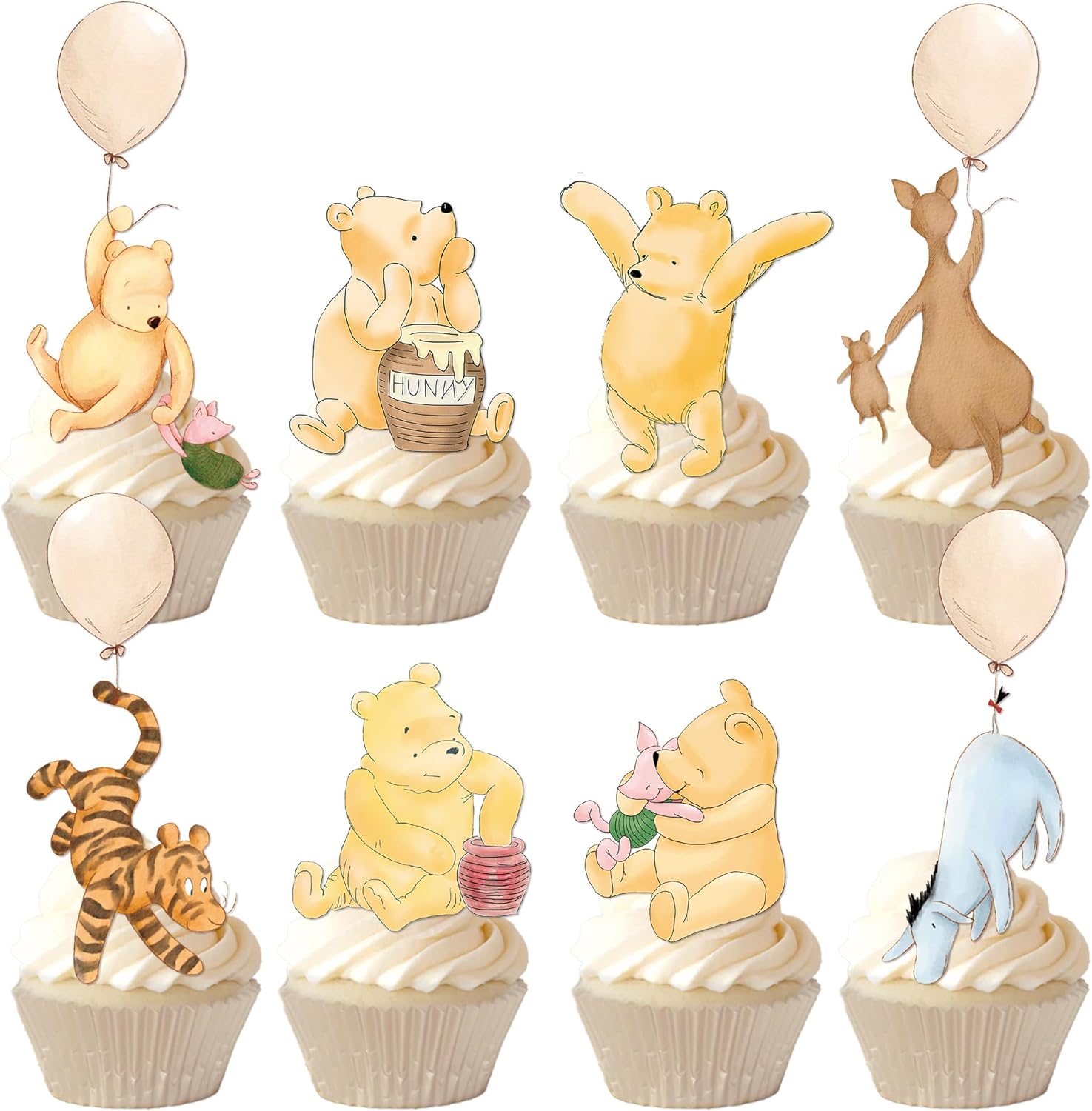 Dayimg Classic Pooh cupcake toppers 48 piece set front view