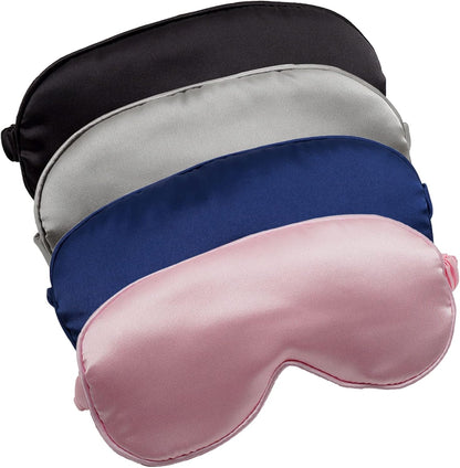 LERSVICVIL Sleep Masks 4 Pack front view showing black silver navy and pink colors.
