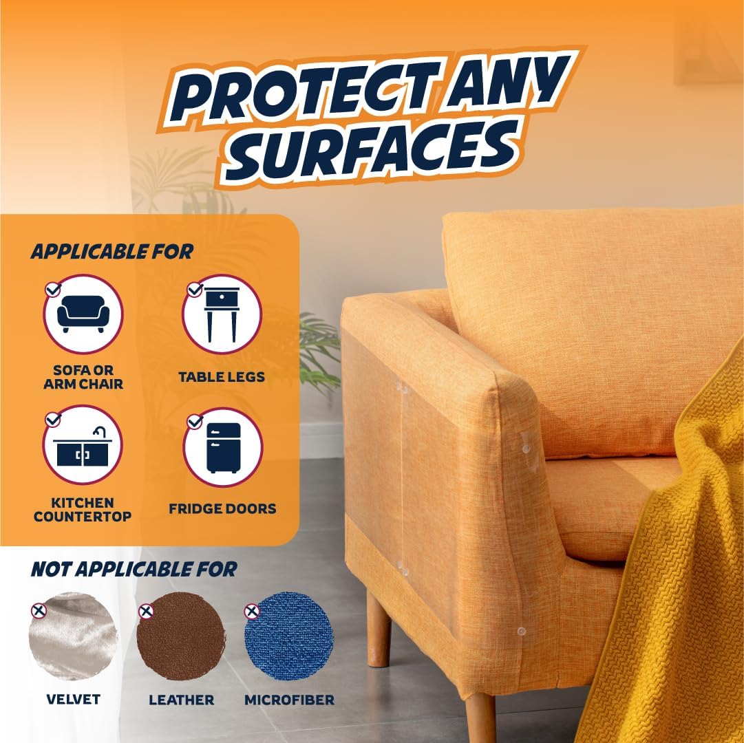 Cut-to-size flexible plastic couch protector sheet demonstration
