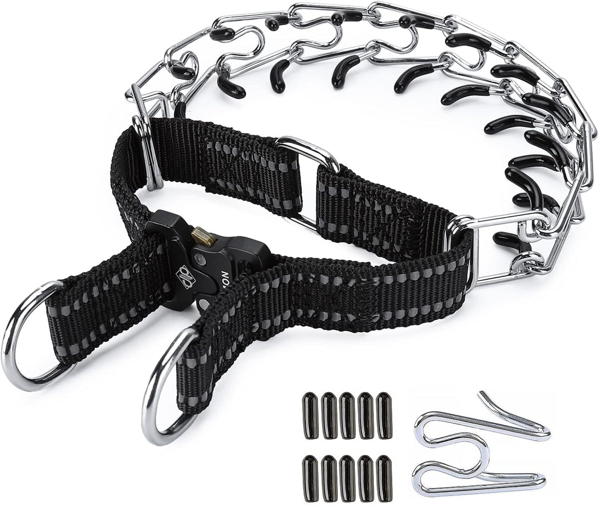 Pinch Collar for Dogs Adjustable Dog Training Collar with Comfortable Rubber Tip and Quick Release Buckle for Small Medium Large Dogs (Medium, Black) - Image 9