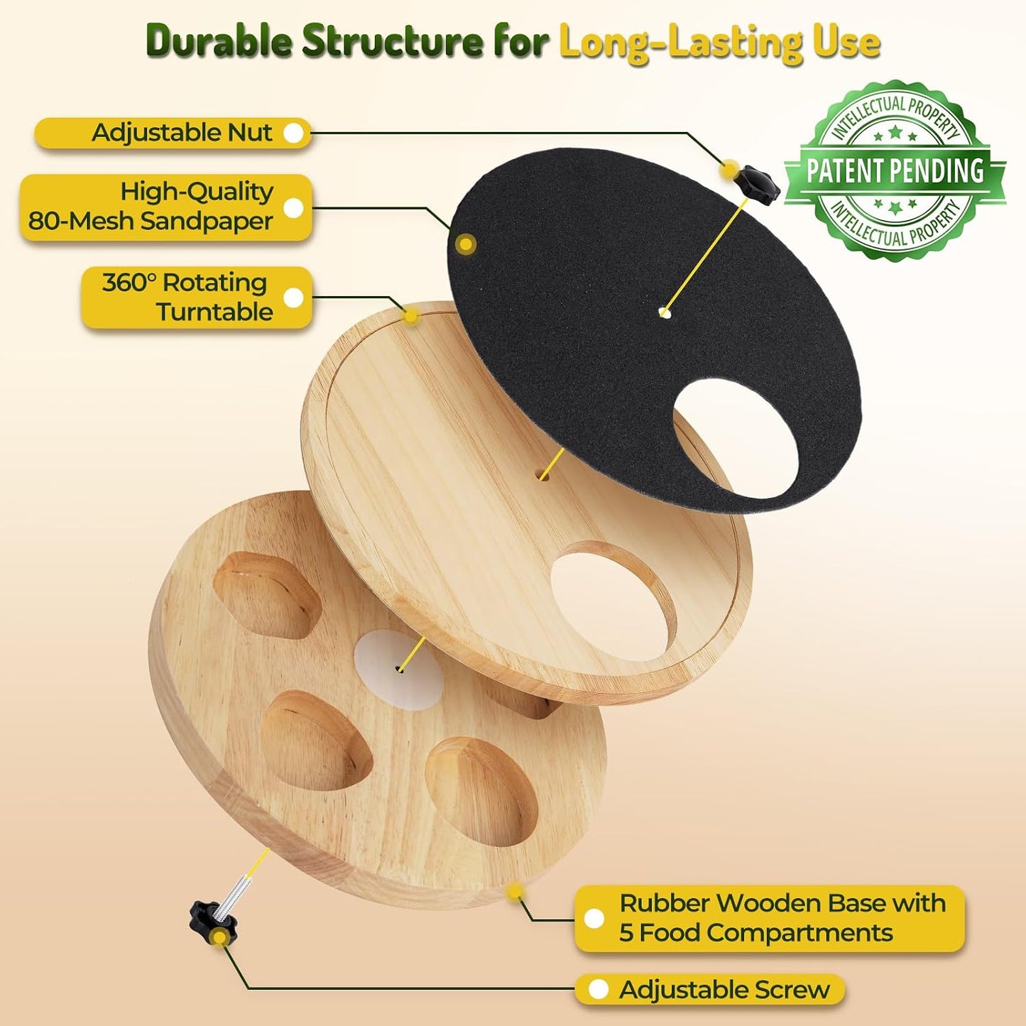 Zenflux wooden dog nail scratch pad with black abrasive surface