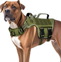 RunFido Heavy Duty Tactical Dog Harness front view green military K9 vest for large dogs.