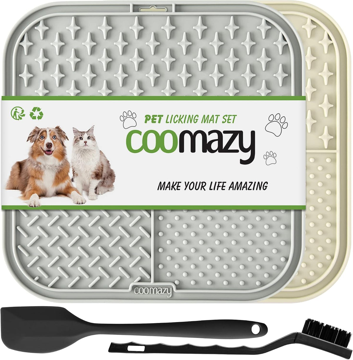 Coomazy Lick Mat for Dog and Cat front view with slow feeder texture