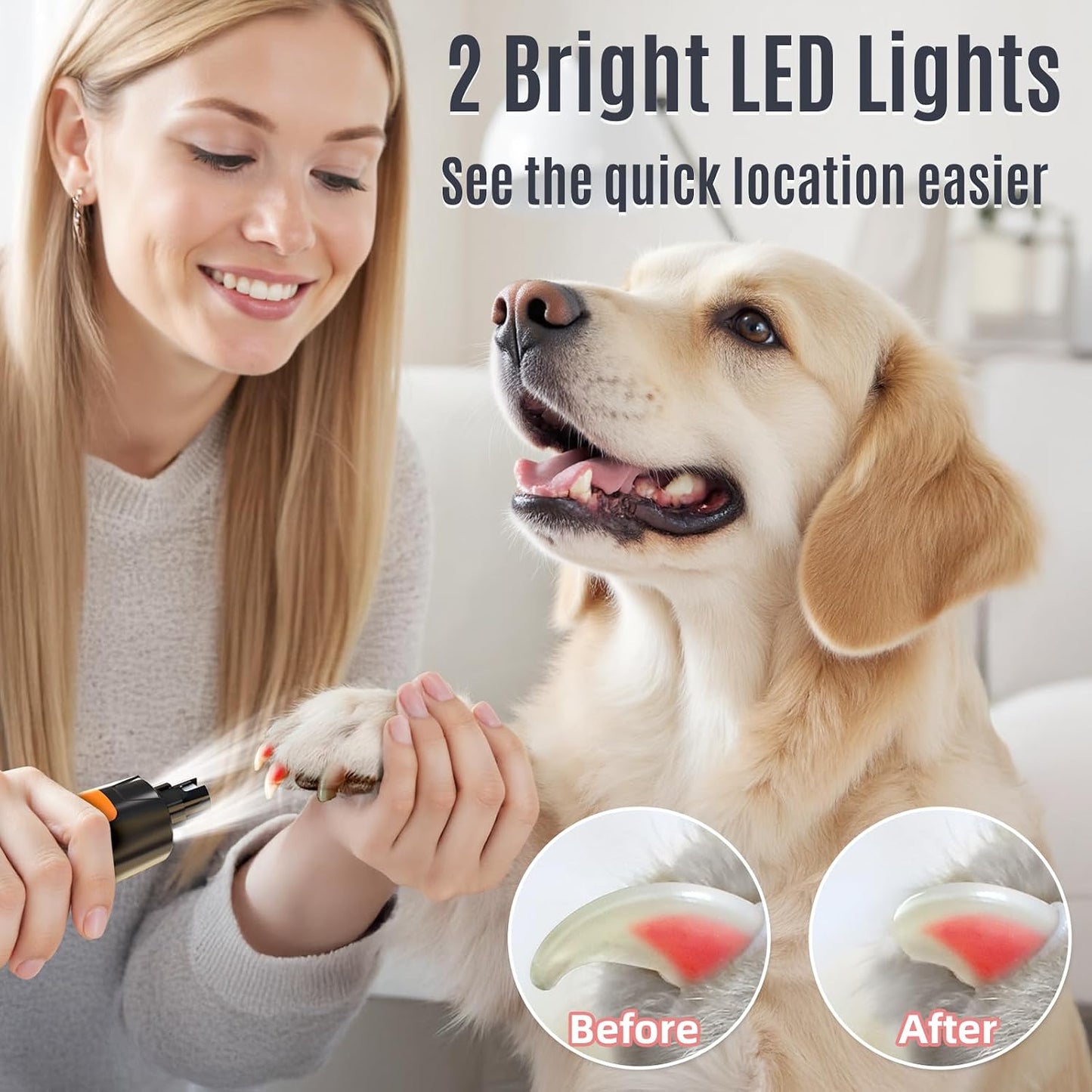 Casfuy rechargeable electric pet nail grinder with USB Type-C charging cable