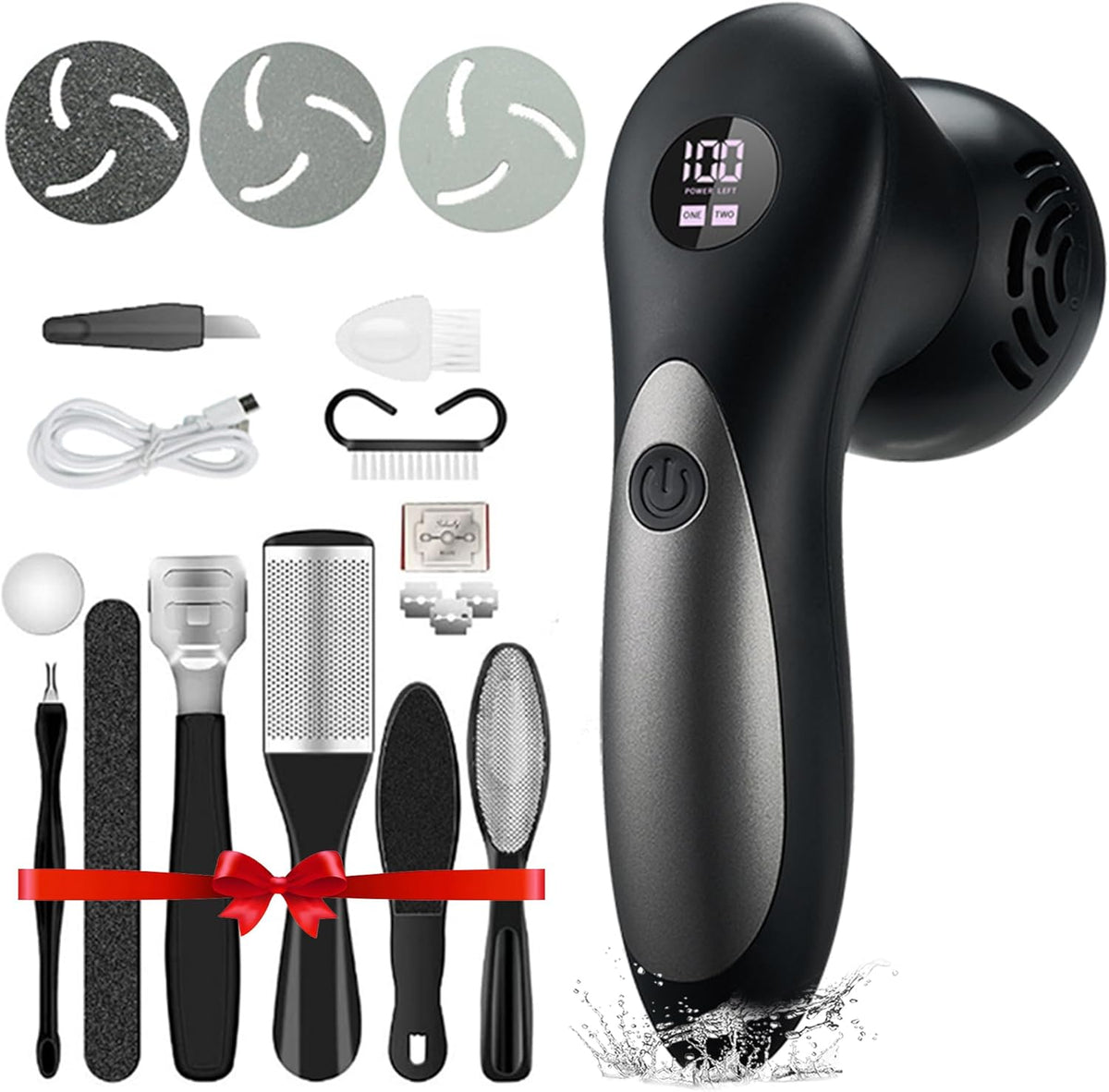 Doeean Electric Foot Callus Remover front view showing LCD battery display.