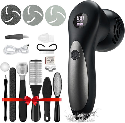 Doeean Electric Foot Callus Remover front view showing LCD battery display.
