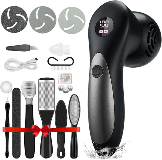 Doeean Electric Foot Callus Remover front view showing LCD battery display.
