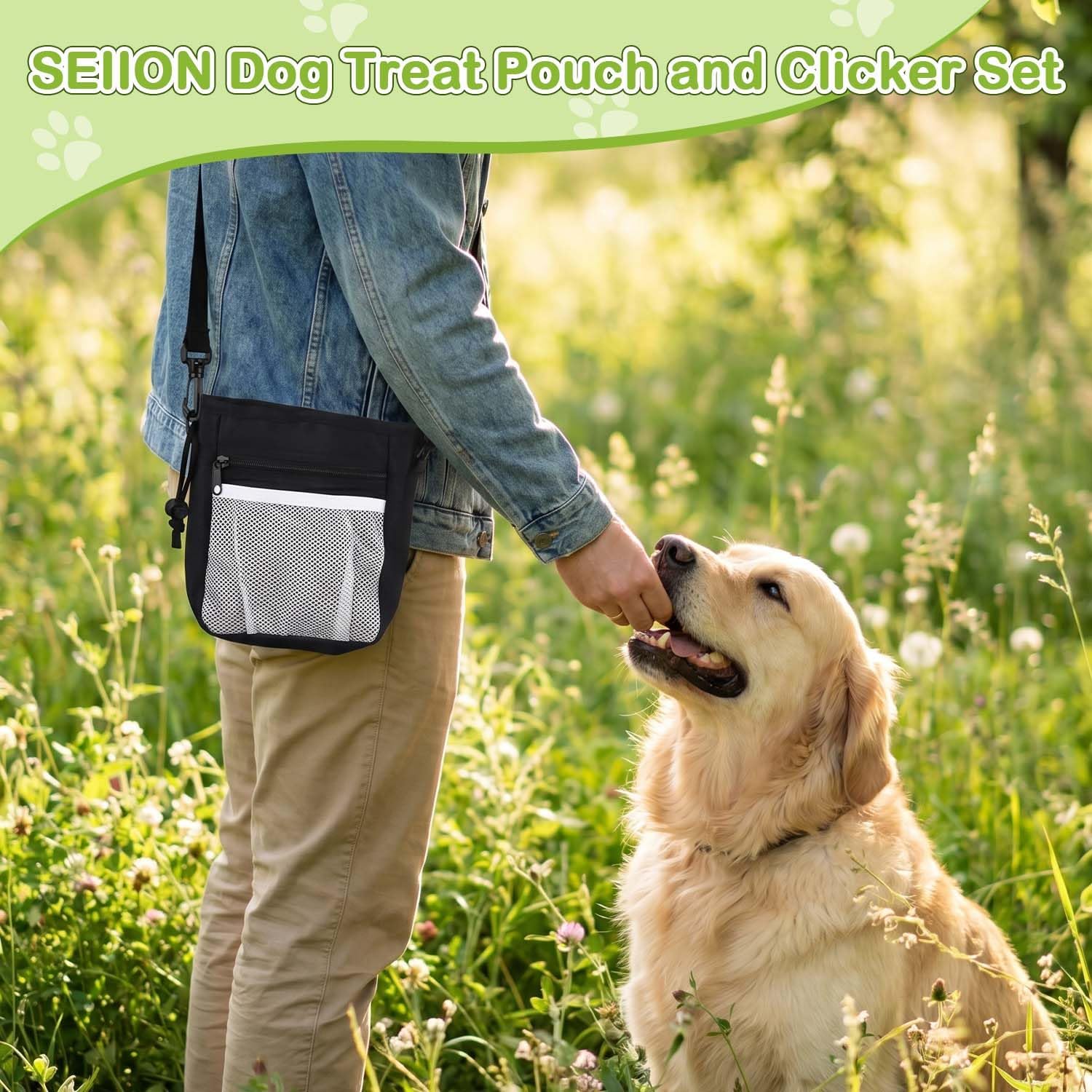 Waterproof silicone puppy snack pouch alongside heavy duty Oxford cloth utility bag