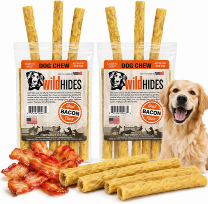 Wonder Bound Premium Bacon Flavor Beef Hide Dog Chews front view packaging