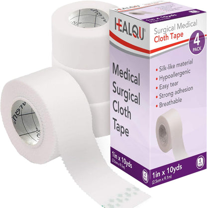 Healqu silk like medical tape four roll pack front view packaging