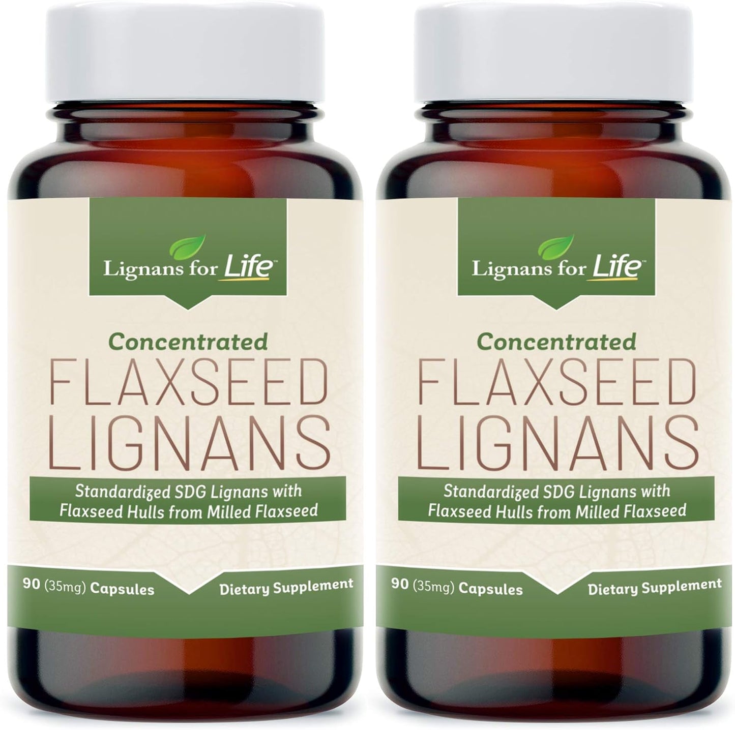 Lignans For Life Flaxseed for Dogs 35mg SDG Lignans 2 Pack front bottle view