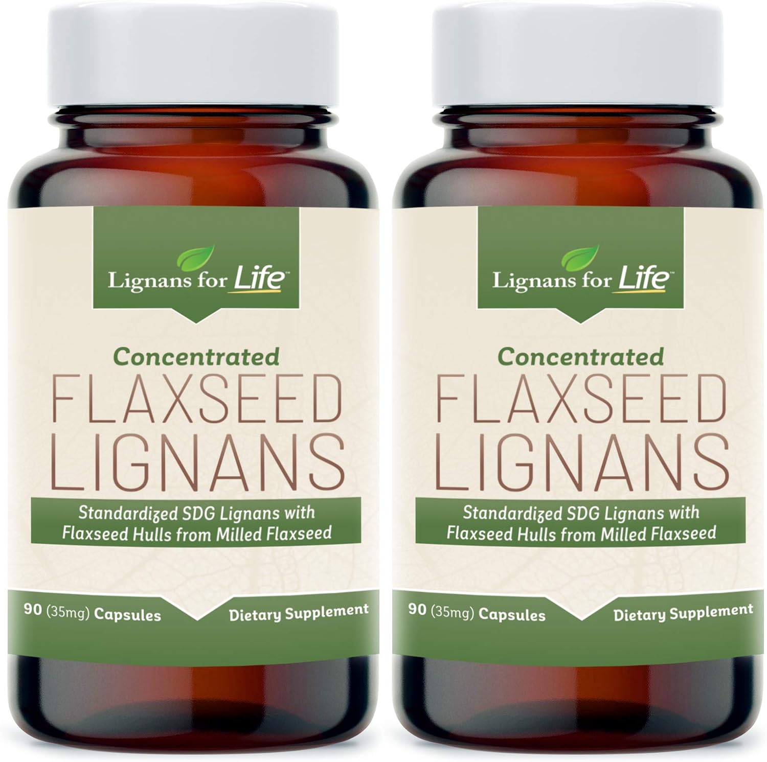 Lignans For Life Flaxseed for Dogs 35mg SDG Lignans 2 Pack front bottle view