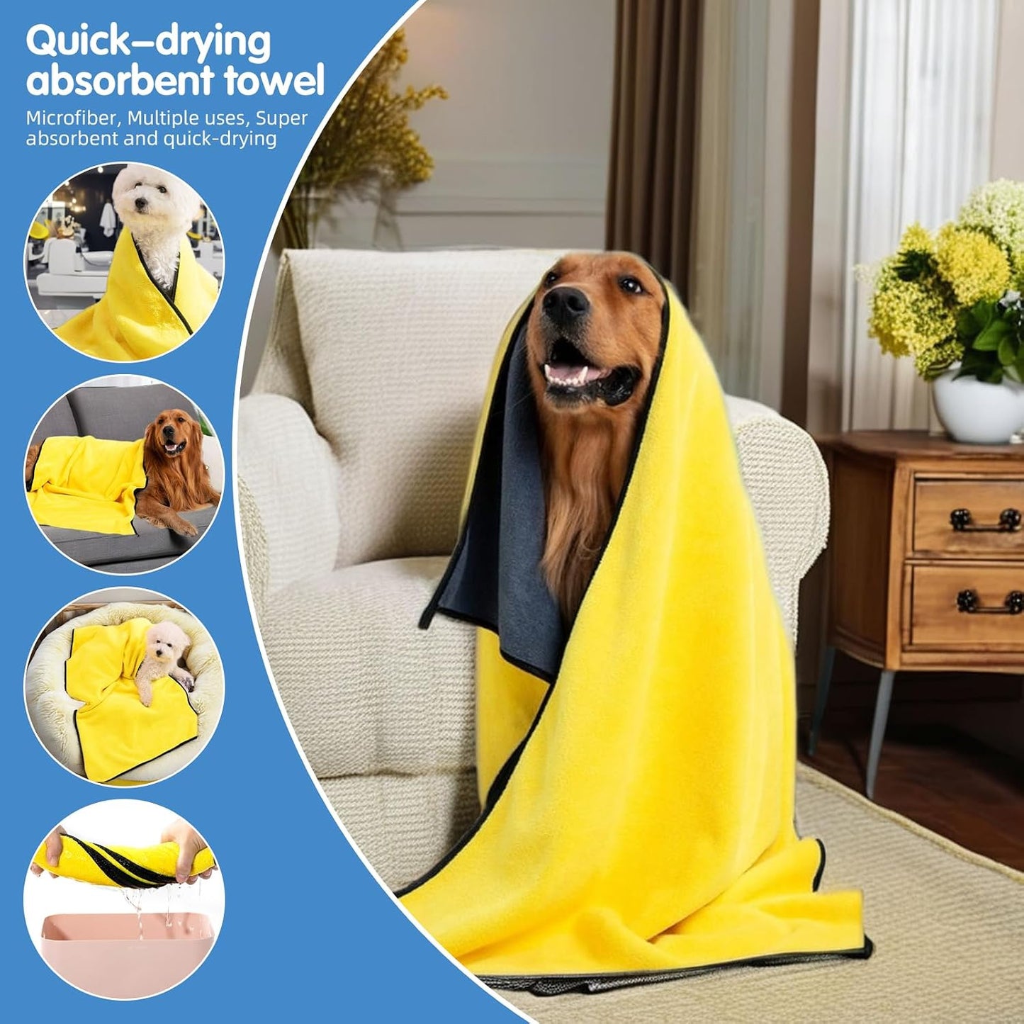 Full eight piece pet care set arranged neatly to highlight all components for cats dogs and rabbits.
