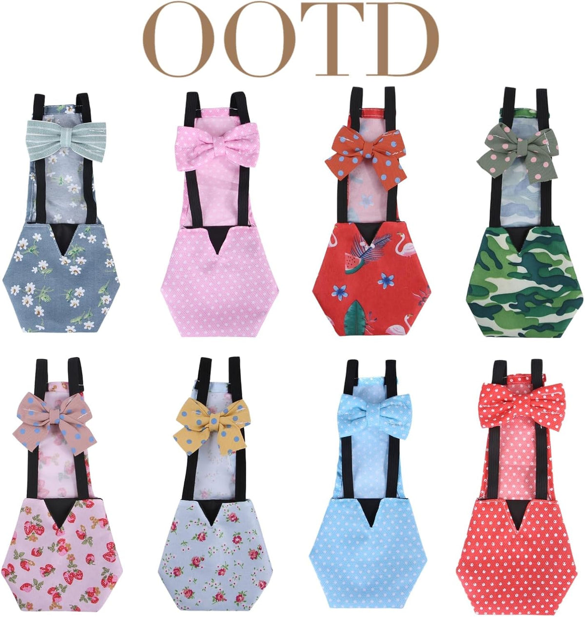 Assorted patterns included in the 6-piece chicken diaper set