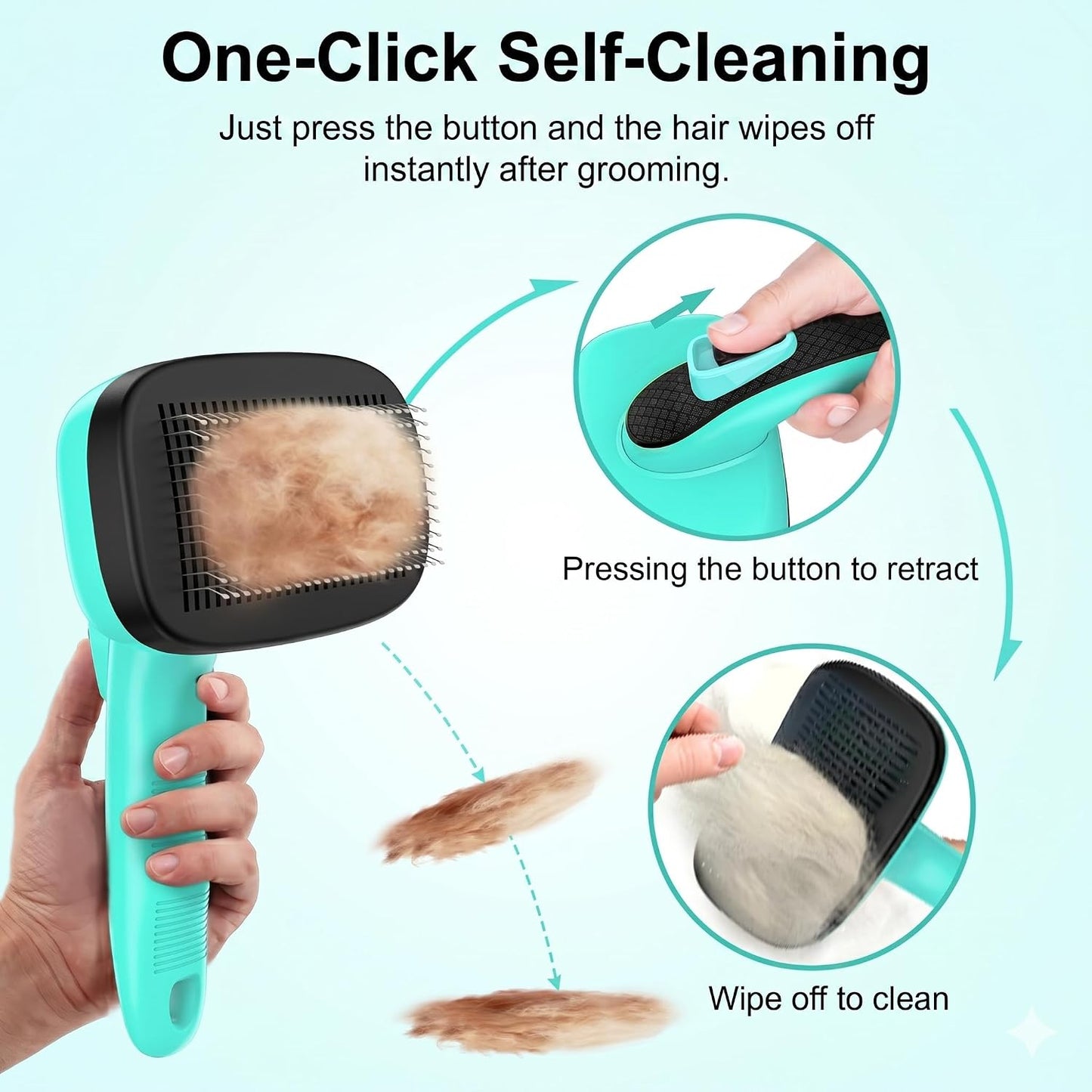 Skin friendly round head bristles on dog grooming brush