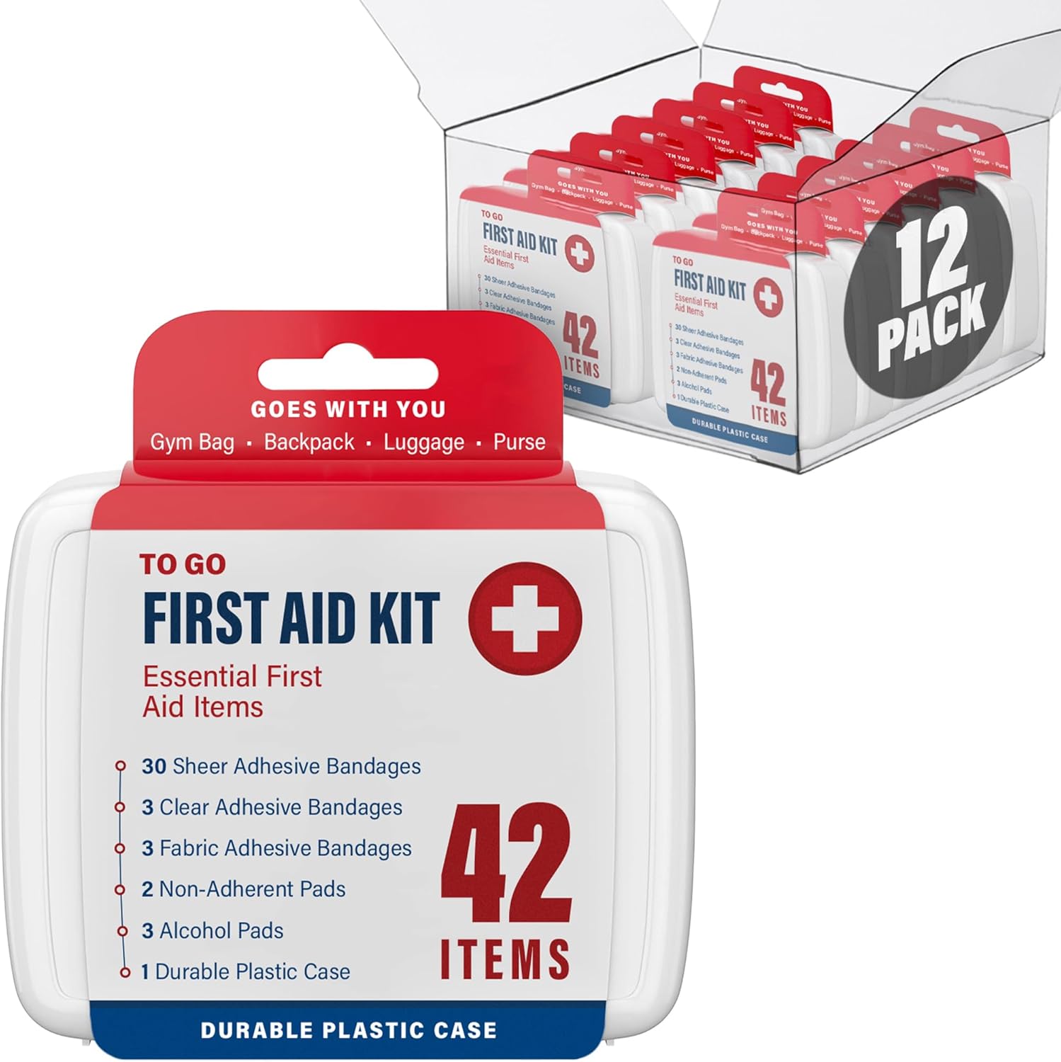 DecorRack 500 Piece First Aid Kit front view of 12 individual boxes