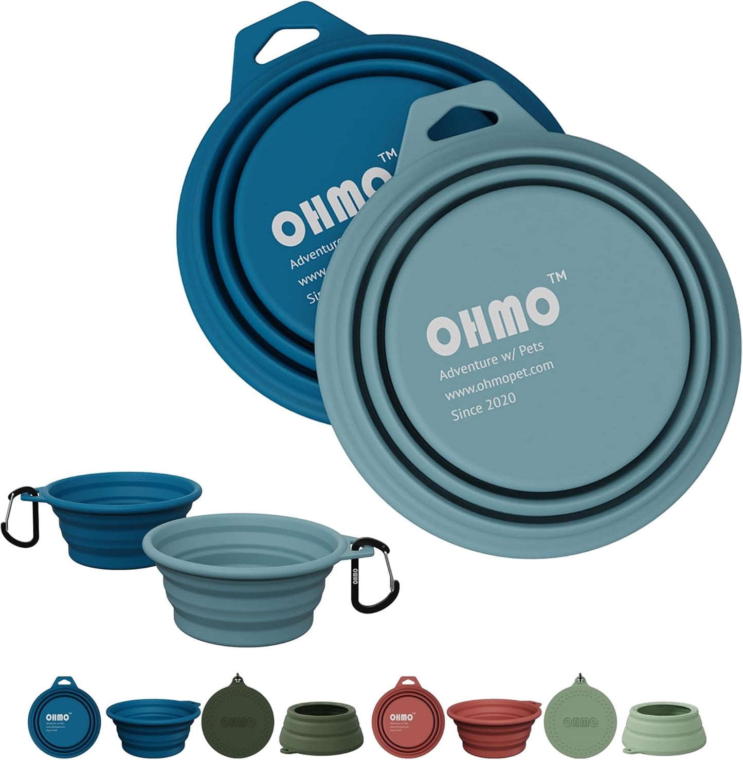 Camo and light green collapsible pet water bowls flat layout