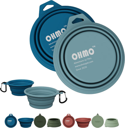 Camo and light green collapsible pet water bowls flat layout