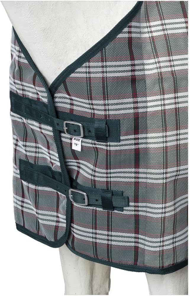Tough 1 horse fly sheet side profile in hunter green