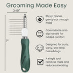Dual sided dog dematting comb for thick curly doodle hair maintenance