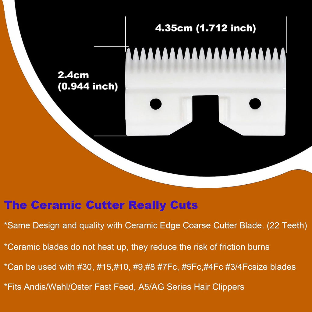 Three piece white ceramic moving cutter pack for professional dog grooming clippers