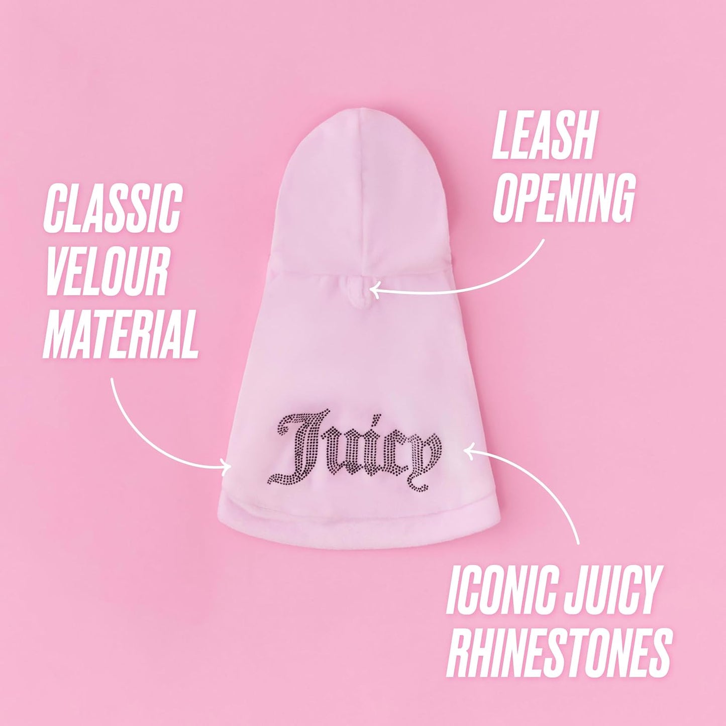 Designer pink velour pet sweater for small cats and dogs