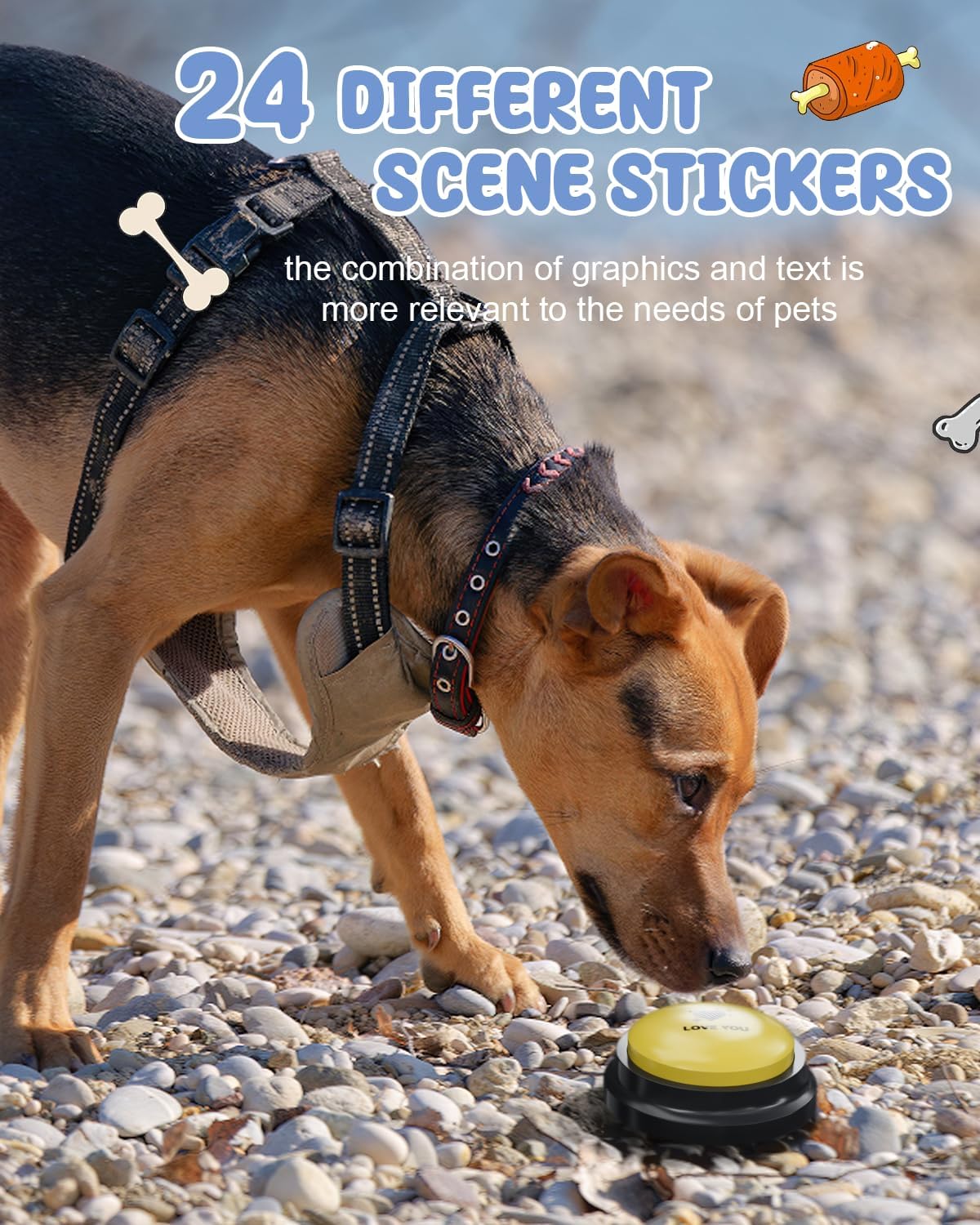 Durable ABS plastic dog speaking buttons showing the recording mechanism and metal speaker.