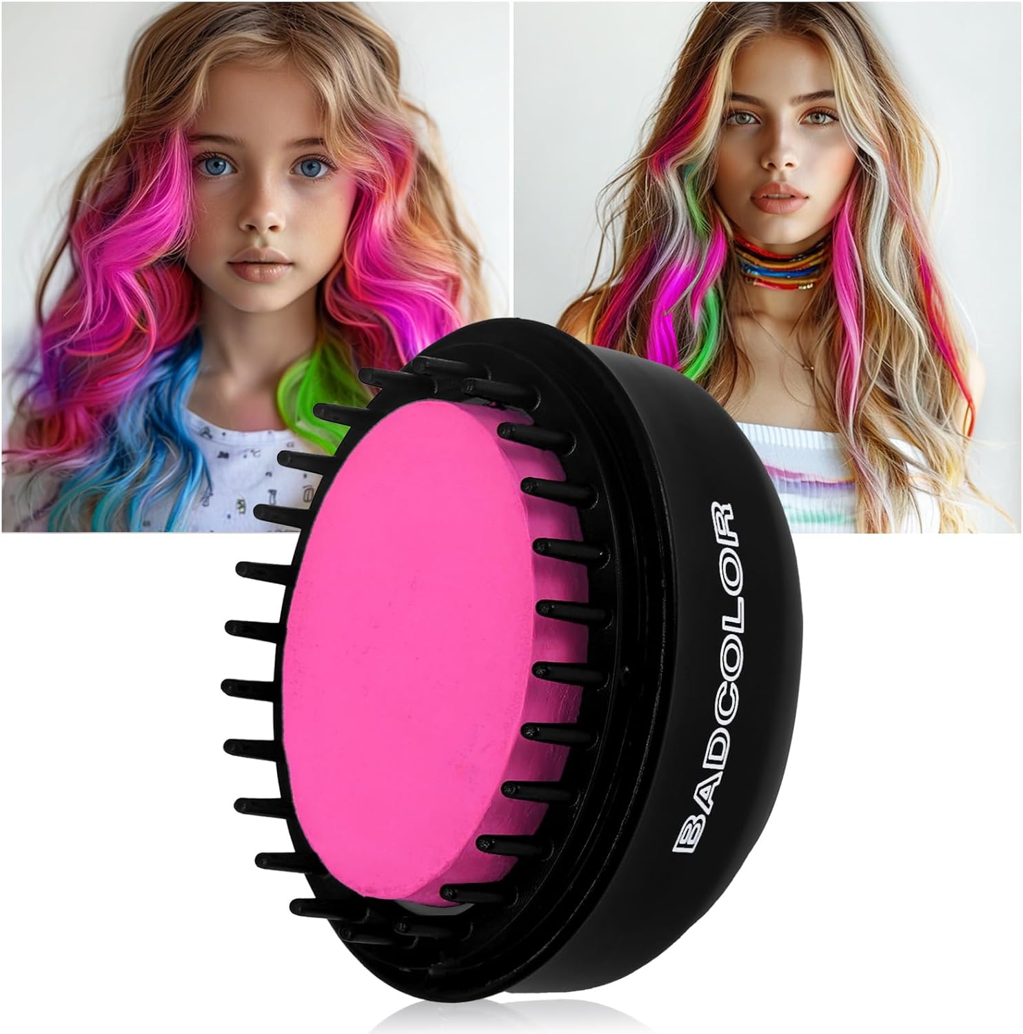 Badcolor neon pink hair dye comb front view for temporary styling